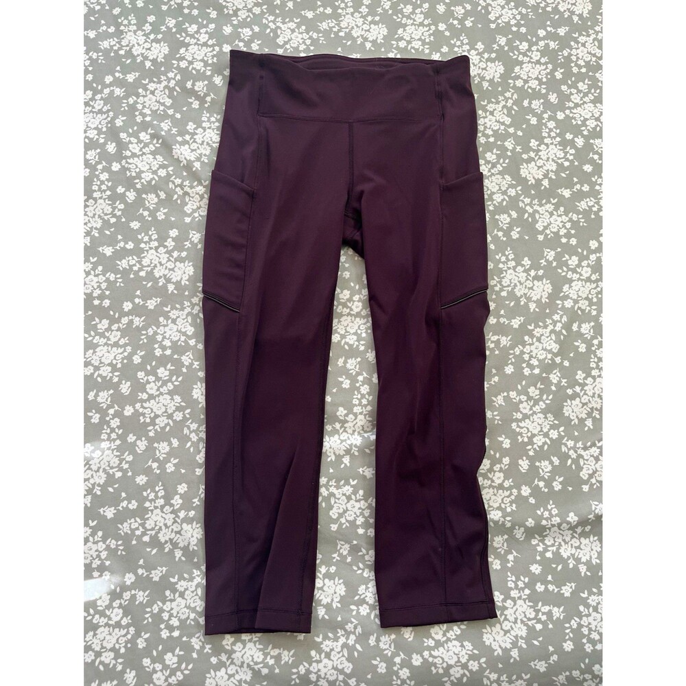 Lululemon Speed Up Crop Leggings 21" Luxtreme Running Pockets Black Cherry 6